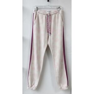 Pitusa Pink Tie Dye Joggers Inca Trim Sweatpants Boho Coastal Peruvian Cotton L